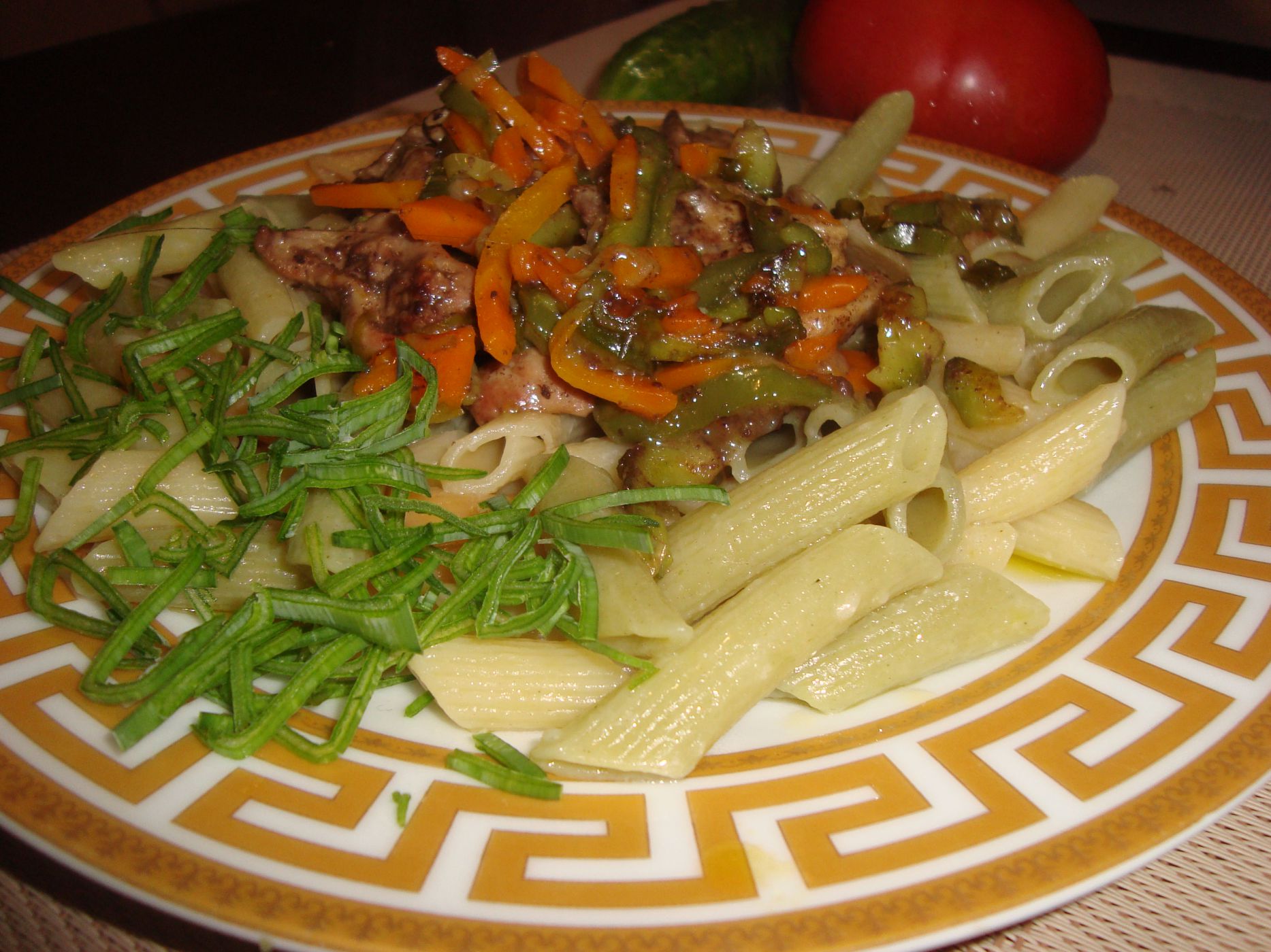 Печень окуня с овощами