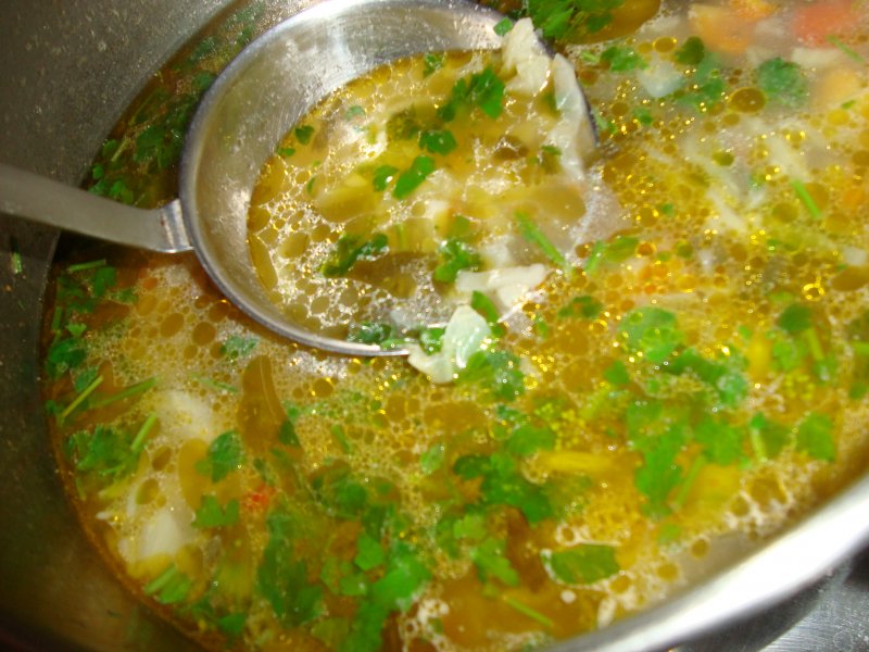 Щи с маринованной крапивой