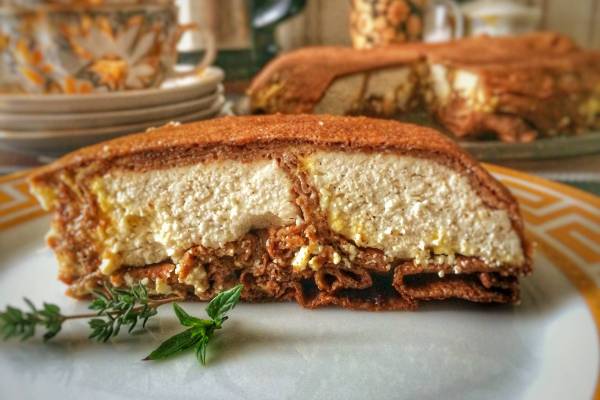 Блинный заливной пирог