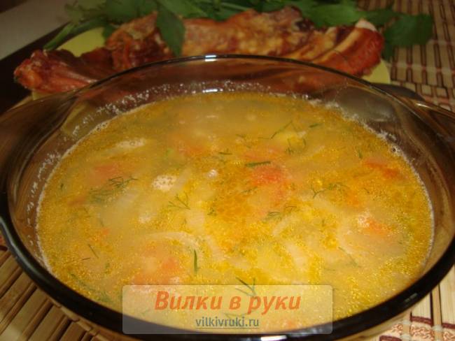Чечевичный суп с копчеными ребрышками